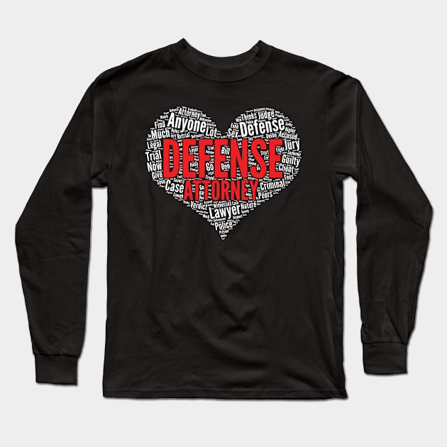Defense attorney Heart Shape Word Cloud Design graphic Long Sleeve T-Shirt by theodoros20
